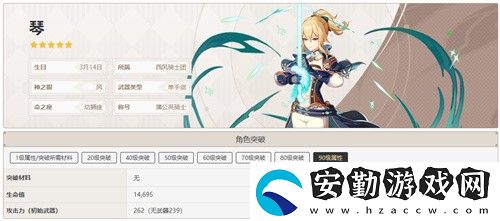 原神琴90級基礎(chǔ)面板
